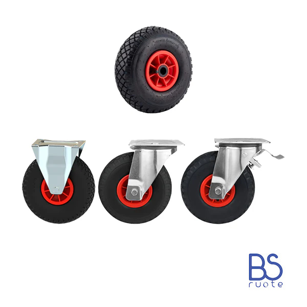 Ruote pneumatica | PR1805-2 | Per CARRELLI e alloggi NAUTICI con SUPPORTO a Piastra | Nucleo in plastica | 10"x3.00-4 | 260x85 | Porta barca e motori | Trasporto imbarcazioni | Portata 140 Kg
