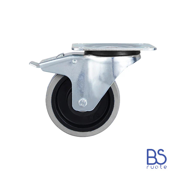 Ruote in gomma elastica | SUPPORTO | PIASTRA | GRIGIA | Scorrimento cuscinetti a sfera - immagine 4