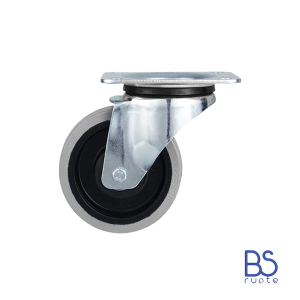 Ruote in gomma elastica | SUPPORTO | PIASTRA | GRIGIA | Scorrimento cuscinetti a sfera - immagine 3