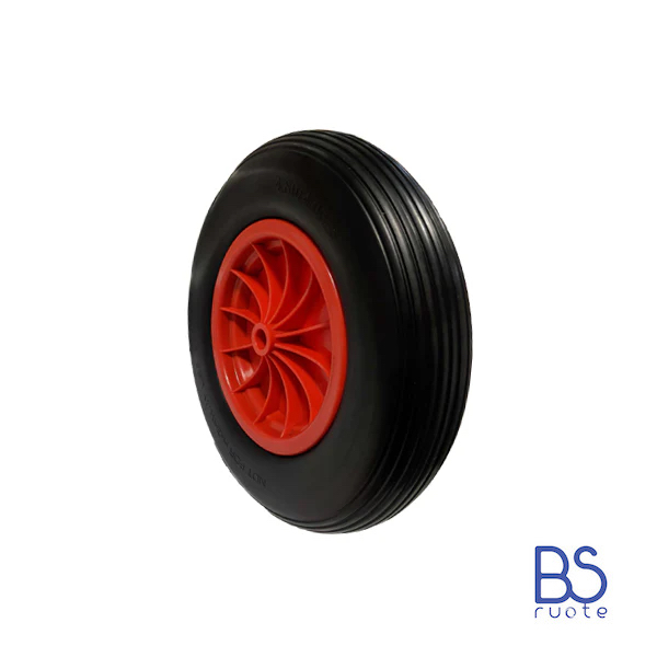 Ruota antiforatura PER CARRIOLE e Carrelli NAUTICI | Nucleo in plastica | 16ìx4.00-8 | 400x85 | Battistrada A | Foro a boccola di 20 mm | FFP1302PB - immagine 2