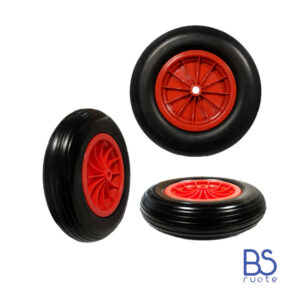 Ruota antiforatura PER CARRIOLE e Carrelli NAUTICI | Nucleo in plastica | 16ìx4.00-8 | 400x85 | Battistrada A | Foro a boccola di 20 mm | FFP1302PB