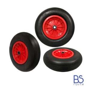 Ruota antiforatura PER CARRIOLE in nucleo in plastica | 16“x4.00-8 | 400x85 | Battistrada A | Foro gabbia a rullini di 20 mm | FFP1302RB
