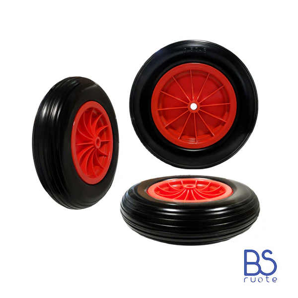 Ruota antiforatura PER CARRIOLE | Carrelli NAUTICI | Nucleo in plastica | 14ìx3.50-8 | 360x85 | Battistrada A | Foro a boccola o gabbia a rullini di 20 mm - immagine 4