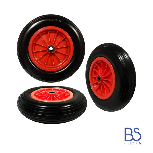 Ruota antiforatura PER CARRIOLE | Carrelli NAUTICI | Nucleo in plastica | 14ìx3.50-8 | 360x85 | Battistrada A | Foro a boccola o gabbia a rullini di 20 mm - immagine 3