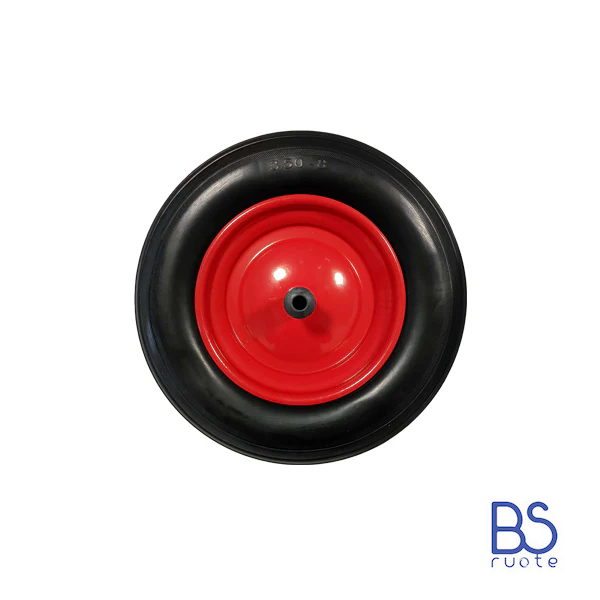 Ruota antiforatura PER CARRIOLE in nucleo in LAMIERA | 14“x3.50-8 | 360x85 | Foro a boccola di 12 mm | Battistrada A | Asse M12X210 o M12X170 - immagine 2