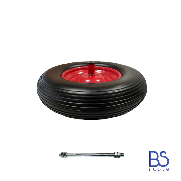 Ruota antiforatura PER CARRIOLE in nucleo in LAMIERA | Battistrada A | 16“x4.00-8 | 400 x 100 | Asse M12X210 | FFP3003-2 - immagine 4