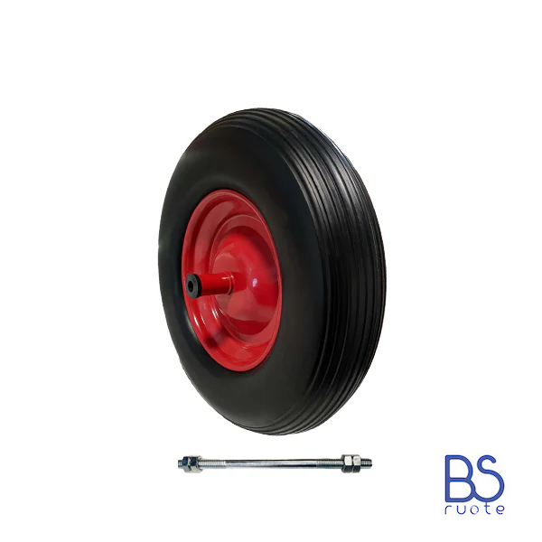 Ruota antiforatura PER CARRIOLE in nucleo in LAMIERA | Battistrada A | 16“x4.00-8 | 400 x 100 | Asse M12X210 | FFP3003-2 - immagine 2