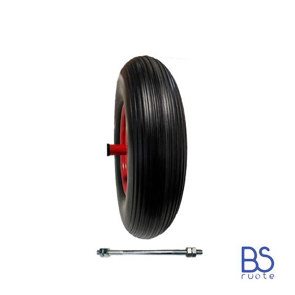 Ruota antiforatura PER CARRIOLE in nucleo in LAMIERA | Battistrada A | 16“x4.00-8 | 400 x 100 | Asse M12X210 | FFP3003-2 - immagine 5