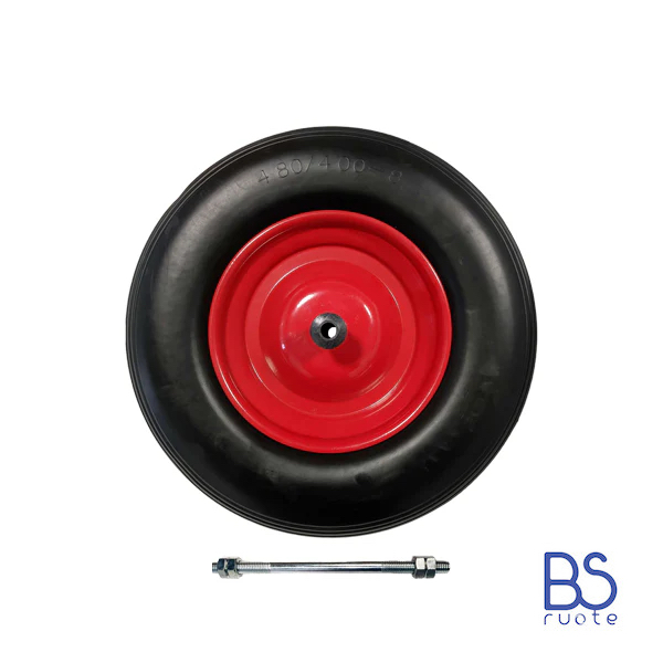Ruota antiforatura PER CARRIOLE in nucleo in LAMIERA | 14“x3.50-8 | 360x85 | Foro a boccola di 12 mm | Battistrada A | Asse M12X210 o M12X170 - immagine 4