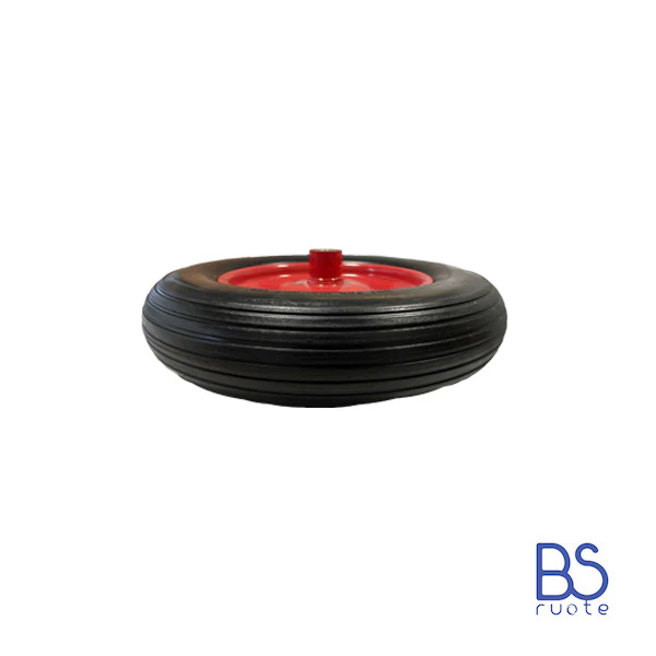 Ruota antiforatura PER CARRIOLE in nucleo in LAMIERA | 14“x3.50-8 | 360x85 | Foro a cuscinetti di 12 mm | Battistrada A | Asse M12X170 o M12X210 - immagine 4