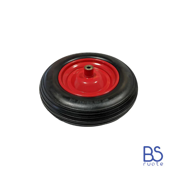 Ruota antiforatura PER CARRIOLE in nucleo in LAMIERA | 14“x3.50-8 | 360x85 | Foro a cuscinetti di 12 mm | Battistrada A | Asse M12X170 o M12X210 - immagine 3