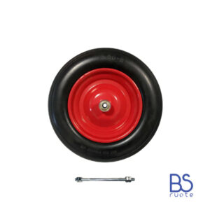 Ruota antiforatura PER CARRIOLE in nucleo in LAMIERA | 14“x3.50-8 | 360x85 | Foro a cuscinetti di 12 mm | Battistrada A | Asse M12X170 o M12X210