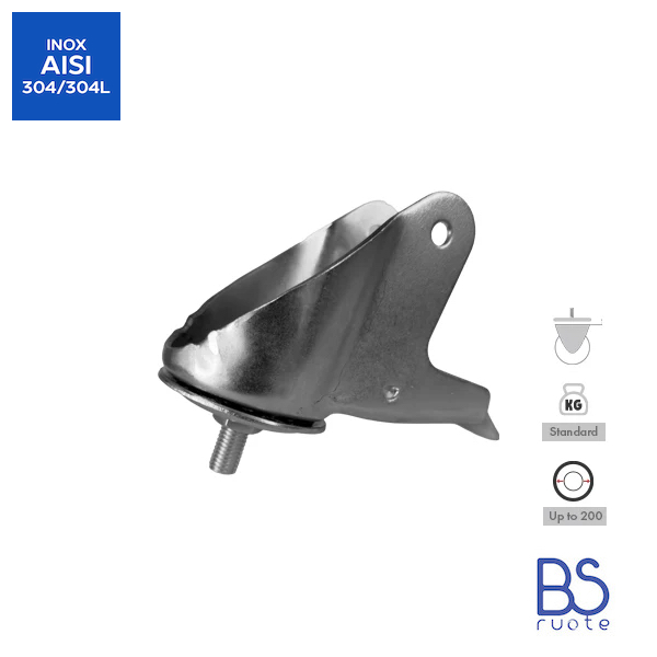 Supporti a piastra in ACCIAIO INOX | ROTANTE e rotante con FRENO | Applicazioni industriali | Portata fino a 350 Kg | Per ruota Ø fino 200 - immagine 15