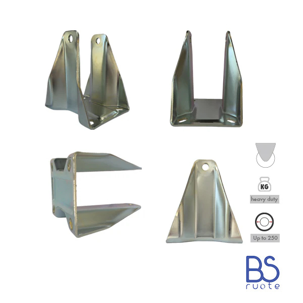 Supporti per carichi PESANTI | Piastra FISSA di tipo industriale | Acciaio zincato spessore 3/4 mm | Per ruota Ø fino 250 supporto fisso | Portata fino a 800 Kg