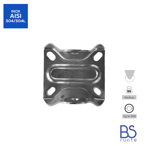 Supporti a piastra in ACCIAIO INOX | FISSA | GIREVOLE | GIREVOLE con FRENO | Applicazioni industriali | Portata fino a 350 Kg | Per ruota Ø fino 200 - immagine 5