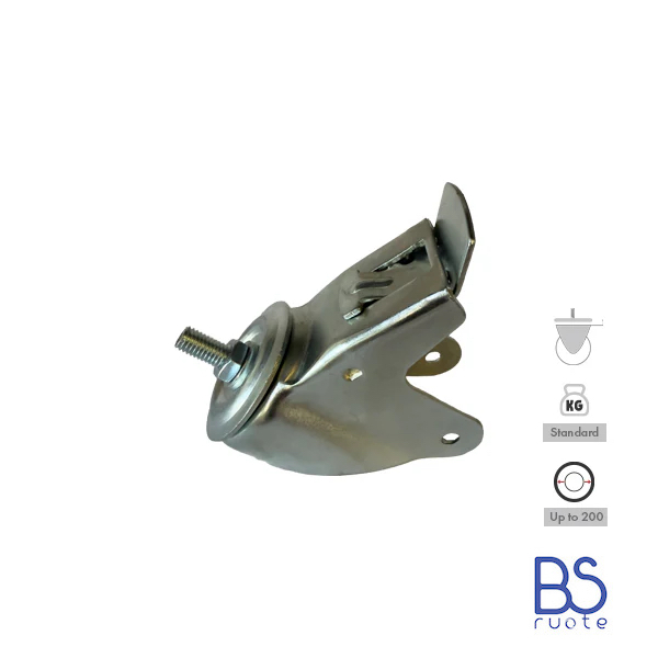 Supporti per carichi MEDI | Rotante con FRENO di tipo industriale | Acciaio zincato spessore 2,5/3 mm | Portata fino a 350 Kg | Per ruota Ø fino 200 supporto rotante con freno - immagine 10