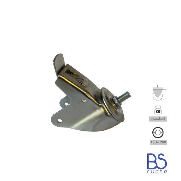 Supporti per carichi MEDI | Rotante con FRENO di tipo industriale | Acciaio zincato spessore 2,5/3 mm | Portata fino a 350 Kg | Per ruota Ø fino 200 supporto rotante con freno - immagine 11