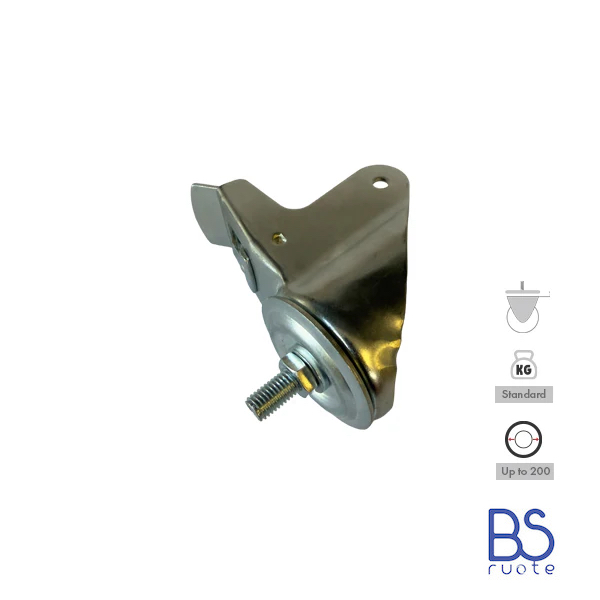 Supporti per carichi MEDI | Rotante con FRENO di tipo industriale | Acciaio zincato spessore 2,5/3 mm | Portata fino a 350 Kg | Per ruota Ø fino 200 supporto rotante con freno - immagine 9