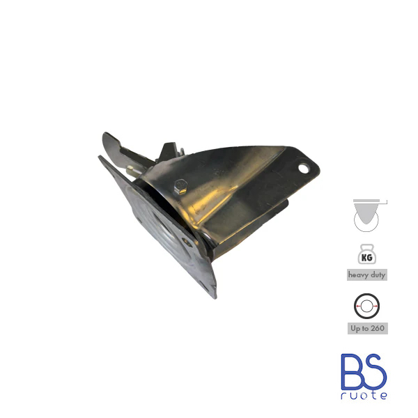 Supporti per carichi PESANTI a piastra | FISSA | GIREVOLE | GIREVOLE con FRENO | Tipo industriale | Acciaio zincato | Per ruota Ø 260 (3.00-4) | Portata fino a 500 Kg - immagine 14