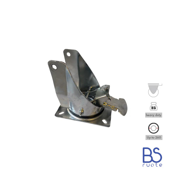 Supporti per carichi PESANTI a piastra | FISSA | GIREVOLE | GIREVOLE con FRENO | Tipo industriale | Acciaio zincato | Per ruota Ø 260 (3.00-4) | Portata fino a 500 Kg - immagine 11
