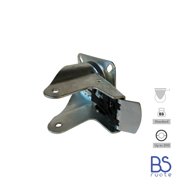 Supporti per carichi MEDI | Piastra GIREVOLE con FRENO di tipo industriale | Acciaio zincato spessore 2,5/3 mm | Portata fino a 350 Kg | Per ruota Ø fino 200 supporto girevole con freno - immagine 8