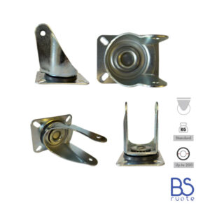 Supporti per carichi MEDI | Piastra GIREVOLE di tipo industriale | Acciaio zincato spessore 2,5/3 mm | Portata fino a 350 Kg | Per ruota Ø fino 200 supporto girevole