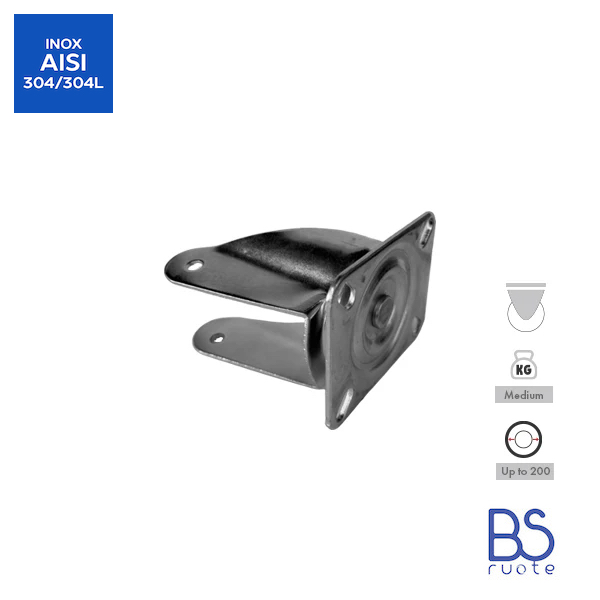 Supporti a piastra in ACCIAIO INOX | FISSA | GIREVOLE | GIREVOLE con FRENO | Applicazioni industriali | Portata fino a 350 Kg | Per ruota Ø fino 200 - immagine 7