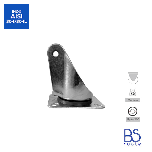 Supporti a piastra in ACCIAIO INOX | FISSA | GIREVOLE | GIREVOLE con FRENO | Applicazioni industriali | Portata fino a 350 Kg | Per ruota Ø fino 200 - immagine 9