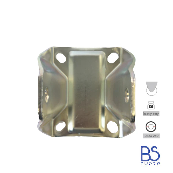 Supporti per carichi PESANTI | Piastra FISSA di tipo industriale | Acciaio zincato spessore 3/4 mm | Per ruota Ø fino 250 supporto fisso | Portata fino a 800 Kg - immagine 4