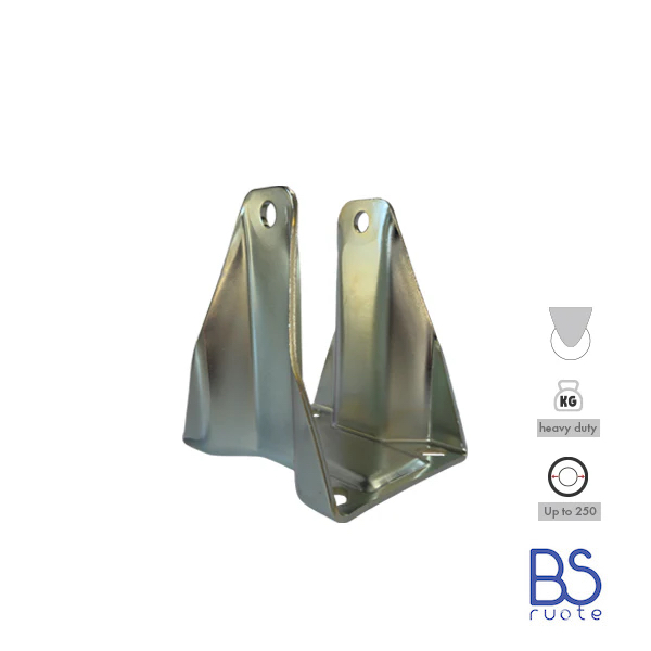 Supporti per carichi PESANTI | Piastra FISSA di tipo industriale | Acciaio zincato spessore 3/4 mm | Per ruota Ø fino 250 supporto fisso | Portata fino a 800 Kg - immagine 3