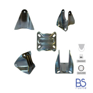 Supporti per carichi MEDI | Piastra FISSA di tipo industriale | Acciaio zincato spessore 2/3 mm | Portata fino a 350 Kg | Per ruota Ø fino 200 supporto fisso