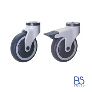 Ruote in gomma termoplastica (TPR) | GRIGIA | con cuscinetti | SUPPORTO ad INIEZIONE IN NYLON | ROTANTE