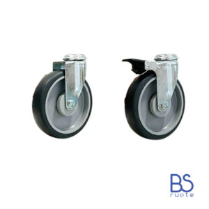 Ruote in gomma termoplastica (TPR) | GRIGIA | 125 mm | PARAFILO | SUPPORTO | ROTANTE