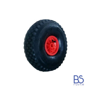 Ruote pneumatica PER CARRELLI e Carrelli NAUTICI | Nucleo in plastica | 11“x4.00-4 | 300 x 100 | Foro a BOCCOLA o Gabbia a RULLINI di 20 mm | PR1808