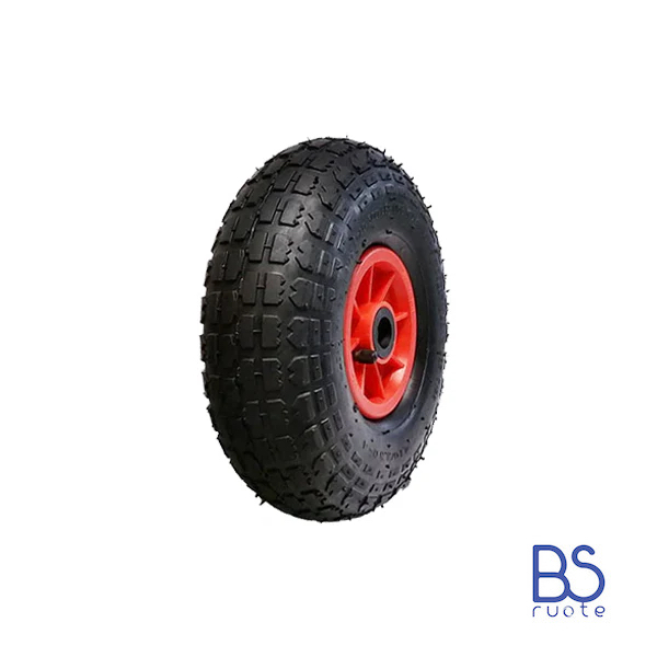 Ruote pneumatica PER CARRELLI e Carrelli NAUTICI | Nucleo in plastica | 10“x3.00-4 | 260 x 85 | Foro a BOCCOLA o Gabbia a RULLINI di 20 mm | PR1805 - immagine 3