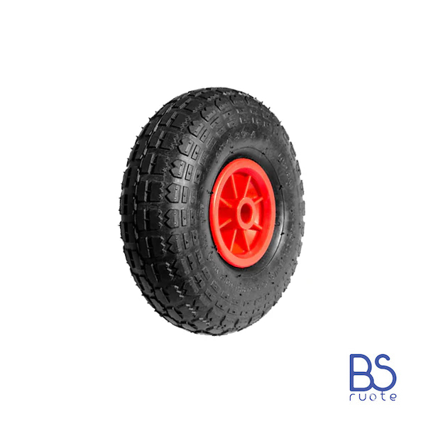 Ruote pneumatica PER CARRELLI e Carrelli NAUTICI | Nucleo in plastica | 10“x3.00-4 | 260 x 85 | Foro a BOCCOLA o Gabbia a RULLINI di 20 mm | PR1805 - immagine 2