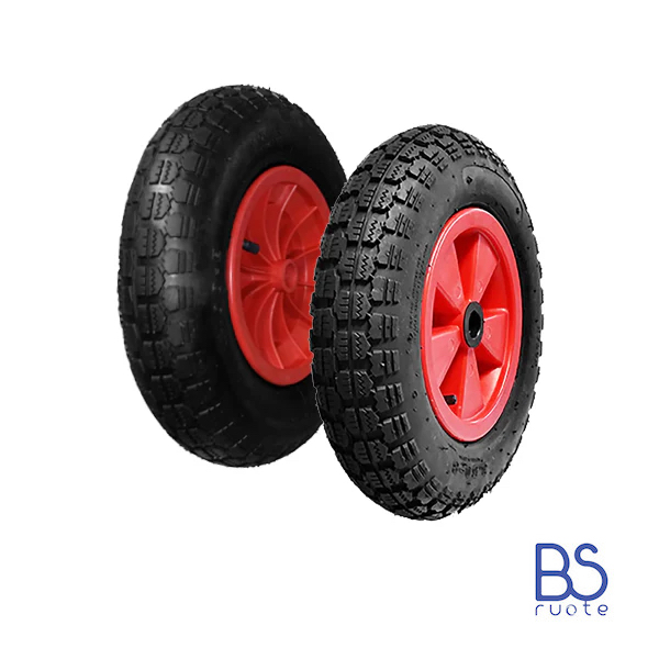 Ruota pneumatica PER CARRIOLE in nucleo in plastica | Battistrada DC | 16“x4.00-8 | 400 x 100 | Foro a boccola o gabbia a rullini di 20 mm