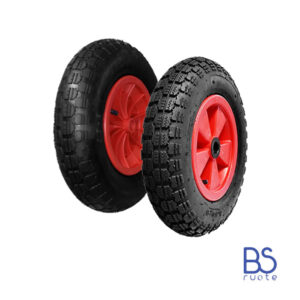Ruota pneumatica PER CARRIOLE in nucleo in plastica | Battistrada DC | 16“x4.00-8 | 400 x 100 | Foro a boccola o gabbia a rullini di 25 mm