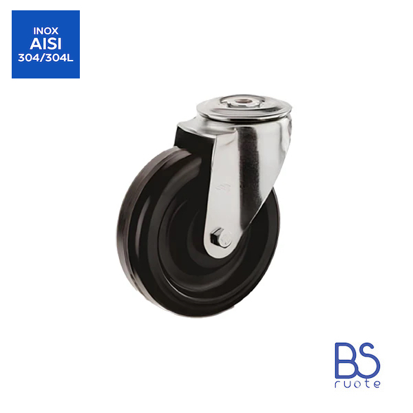 Ruote con struttura MONOLITICA in nylon con KIT completo SUPPORTO a ROTANTE in ACCIAIO INOX | Per l'industria agroalimentare | Carichi MEDI - immagine 2