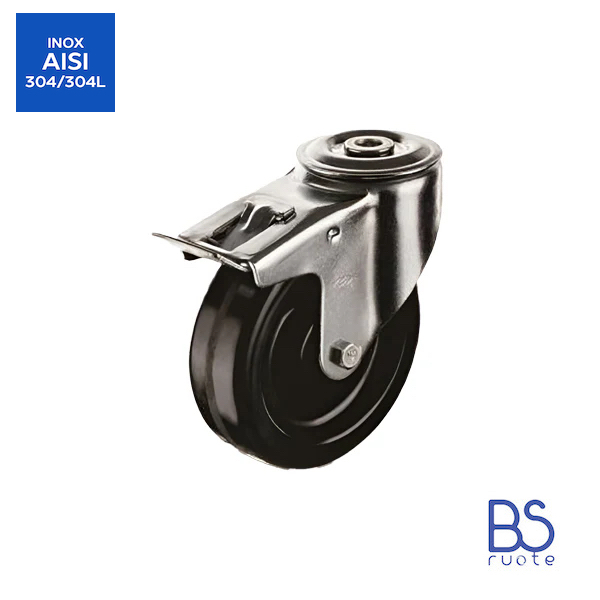 Ruote con struttura MONOLITICA in nylon con KIT completo SUPPORTO a ROTANTE in ACCIAIO INOX | Per l'industria agroalimentare | Carichi MEDI - immagine 3