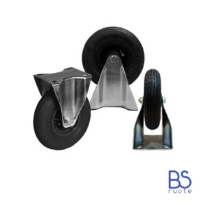 Ruota 200x50 PNEUMATICA con SUPPORTO standard FISSO | Carrelli carretti rimorchio | Per trasporto | PORTATA 75 Kg | PR1409.1F