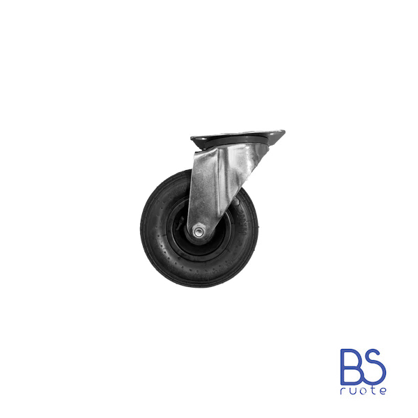 Ruota 200x50 PNEUMATICA con SUPPORTO standard GIREVOLE | Carrelli carretti rimorchio | Per trasporto | PORTATA 75 Kg | PR1409.2G - immagine 2
