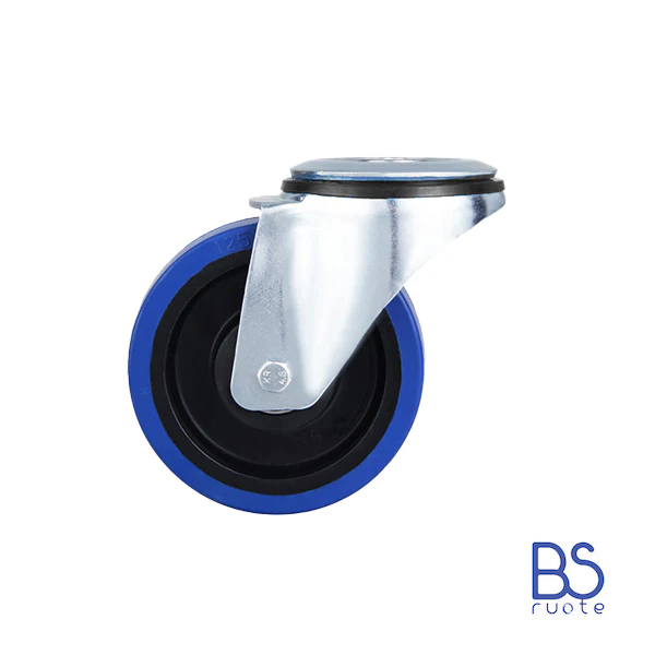 Ruote in gomma elastica | SUPPORTO | ROTANTE | BLU | Scorrimento gabbia a rullini - immagine 2