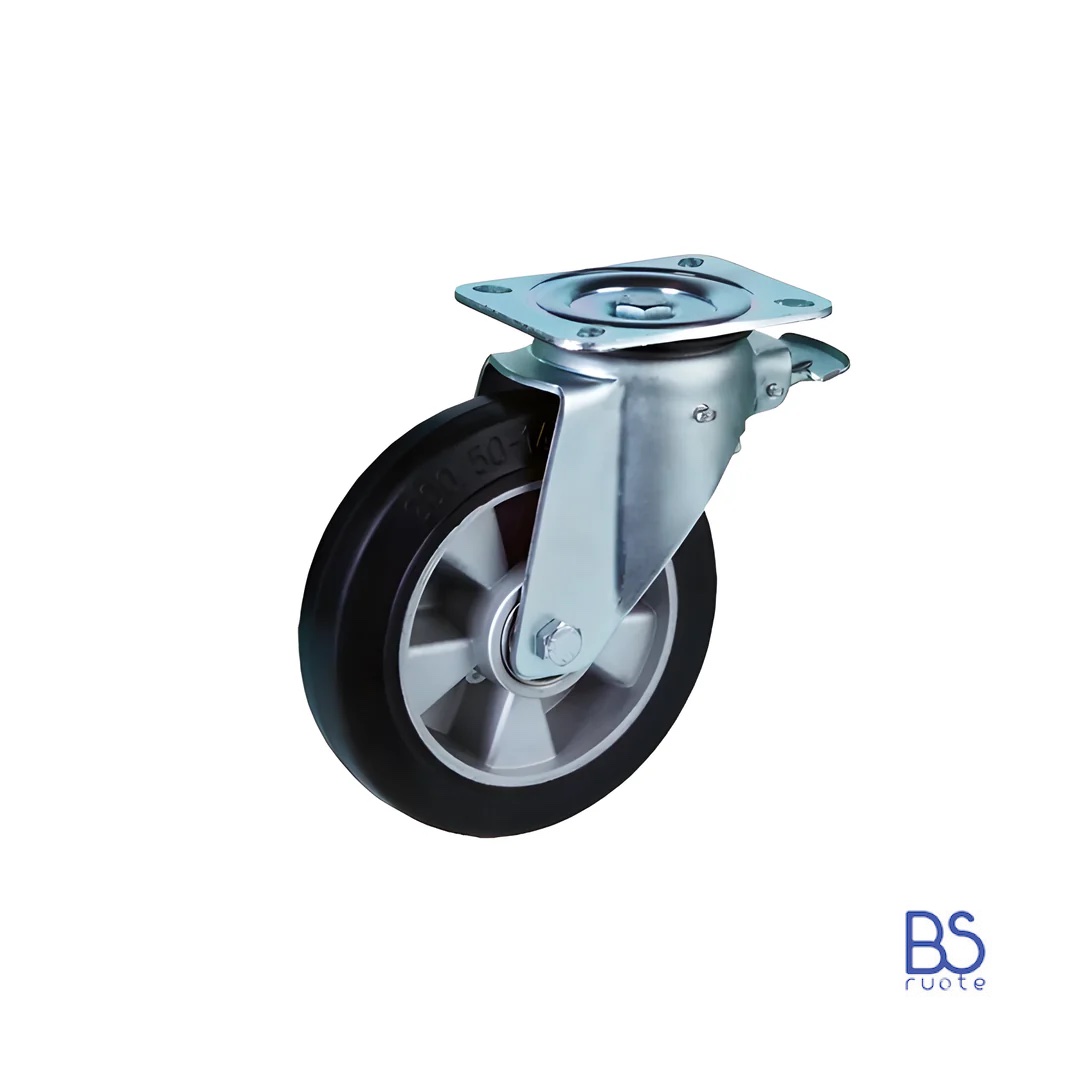 Ruote in gomma elastica | NERA | NUCLEO IN ALLUMINIO | CARICHI ELEVATI | SUPPORTO | PIASTRA - immagine 3
