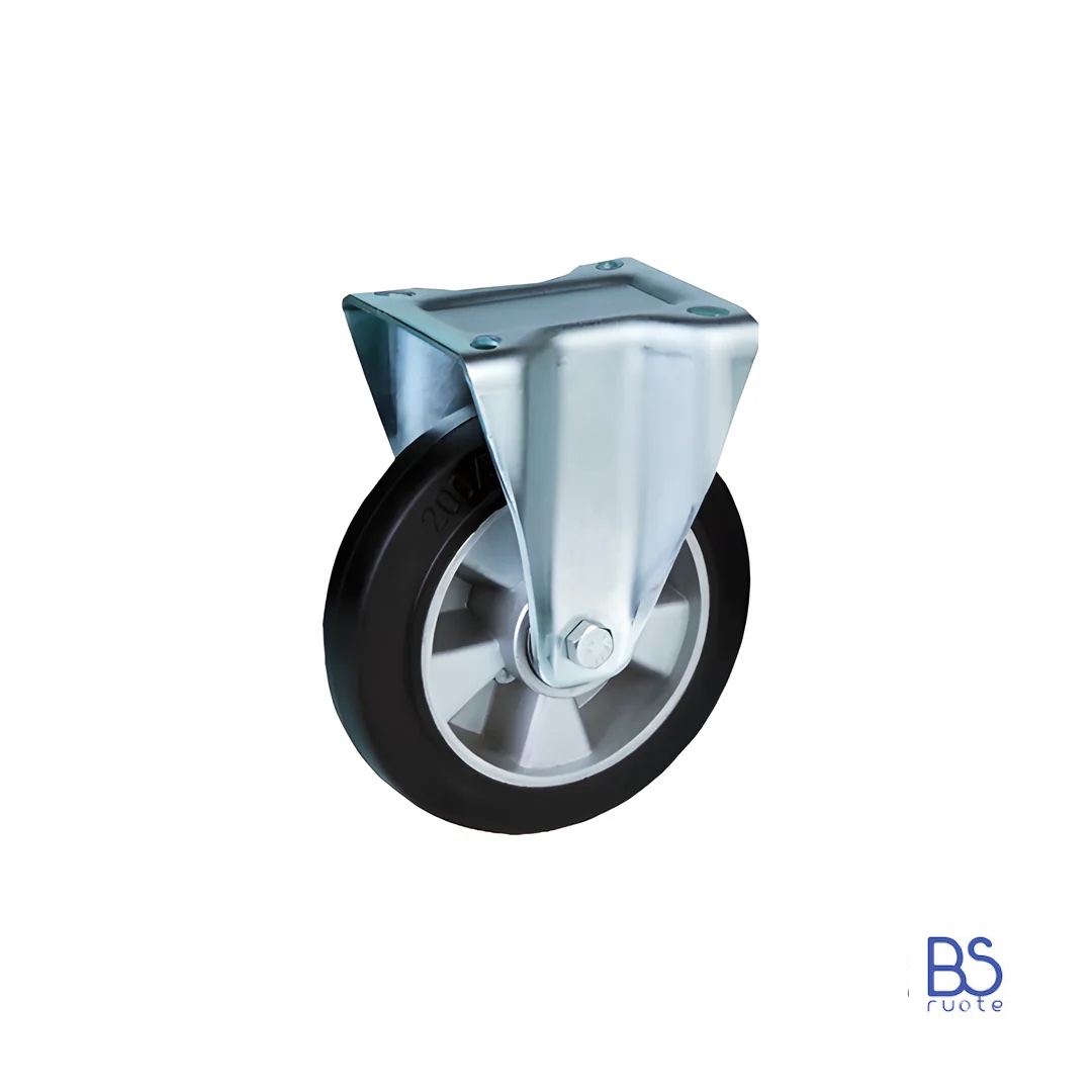 Ruote in gomma elastica | NERA | NUCLEO IN ALLUMINIO | CARICHI ELEVATI | SUPPORTO | PIASTRA