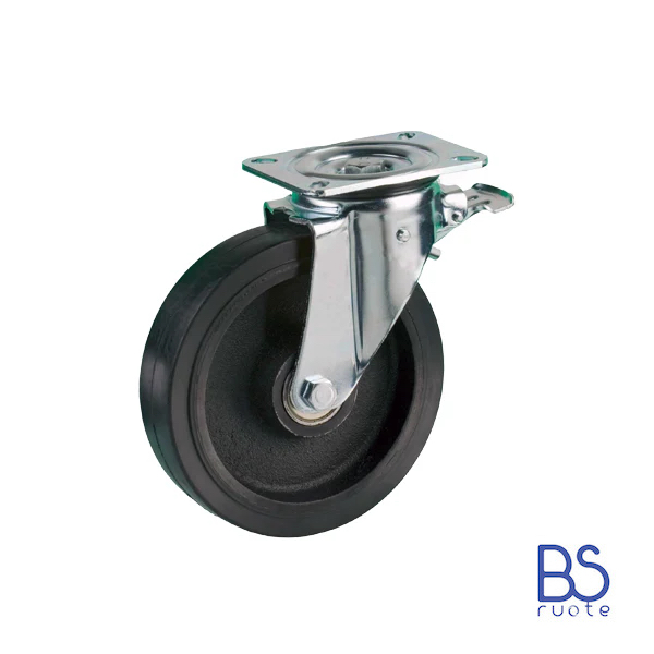 Ruote in gomma elastica | NERA | NUCLEO IN GHISA | carichi elevati | SUPPORTO | PIASTRA - immagine 4