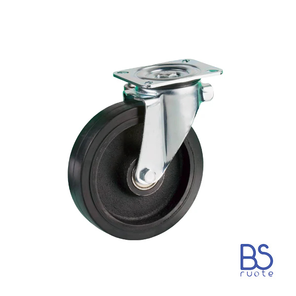 Ruote in gomma elastica | NERA | NUCLEO IN GHISA | carichi elevati | SUPPORTO | PIASTRA - immagine 3