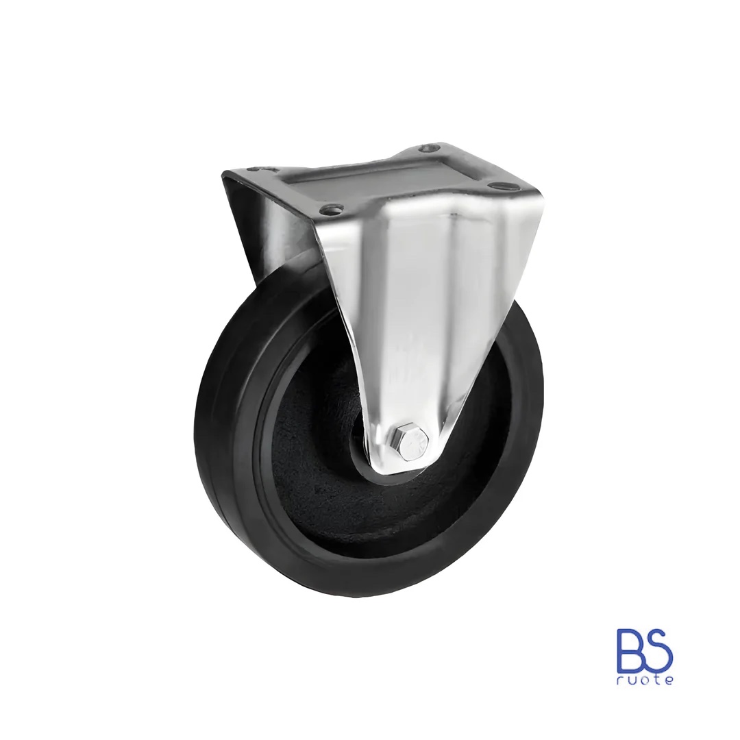 Ruote in gomma elastica | NERA | NUCLEO IN GHISA | carichi elevati | SUPPORTO | PIASTRA - immagine 2