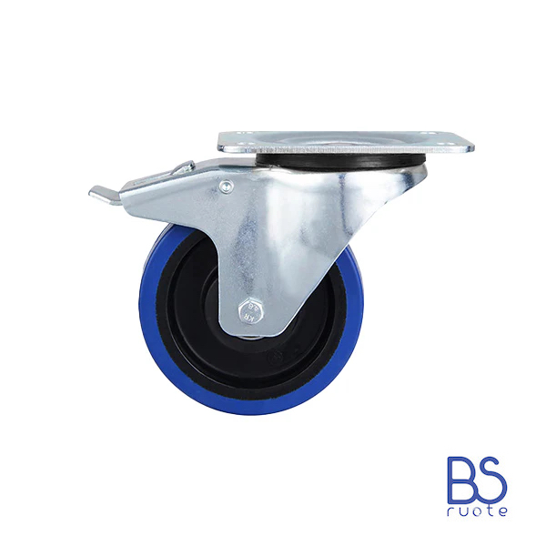 Ruote in gomma elastica | SUPPORTO | PIASTRA | BLU | Scorrimento cuscinetti a sfera - immagine 4