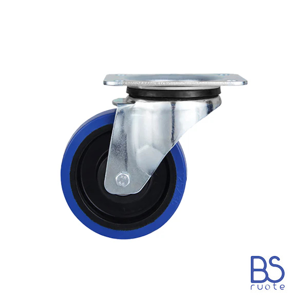 Ruote in gomma elastica | SUPPORTO | PIASTRA | BLU | Scorrimento cuscinetti a sfera - immagine 3